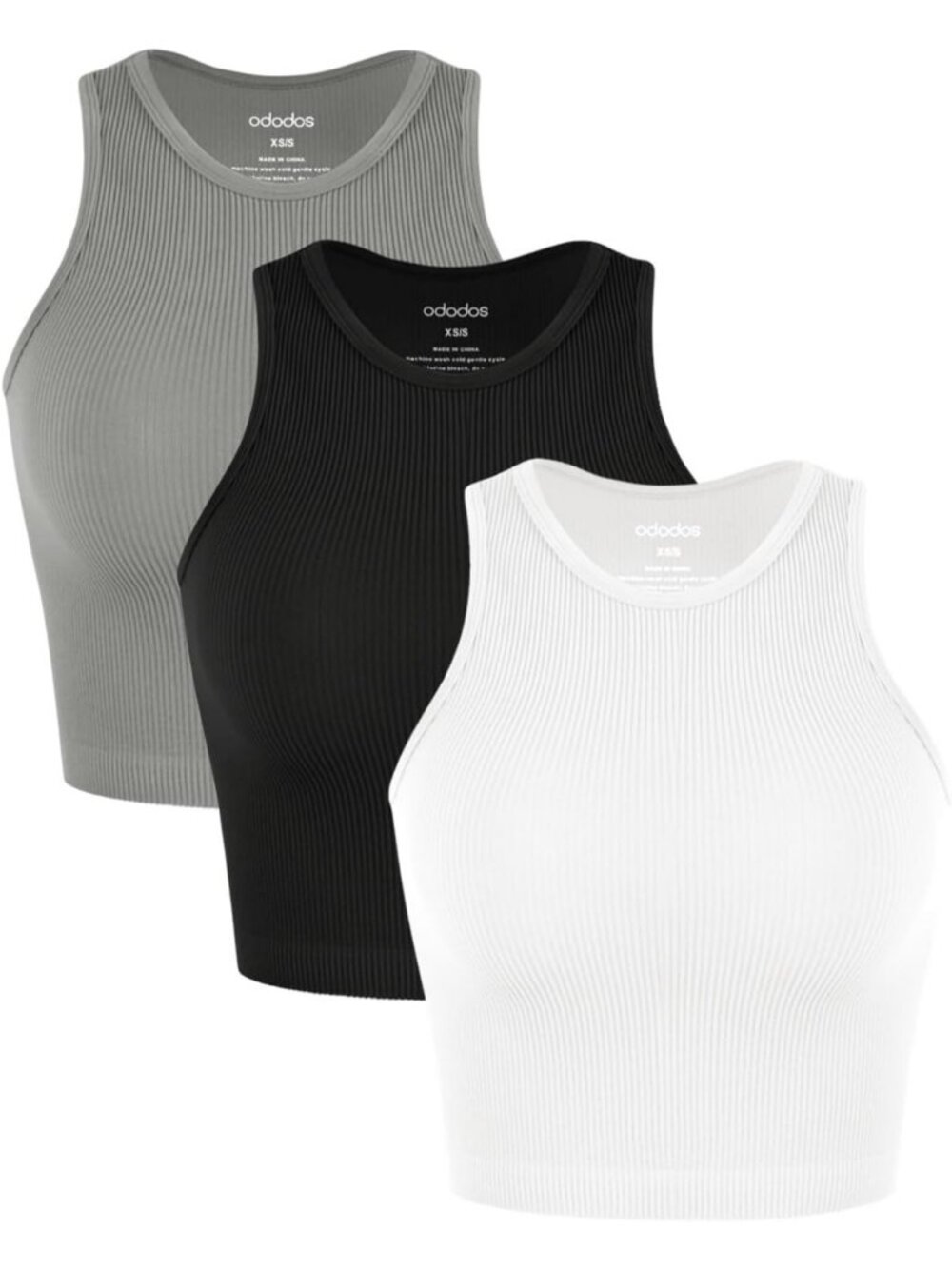 Seamless Ribbed Crop Tank Tops for Women - Soft High Neck 3-Pack Set